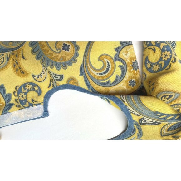 Handmade Paisley Table Runner 65" Center Opening Yellow Blue Floral Feathers - Picture 8 of 9
